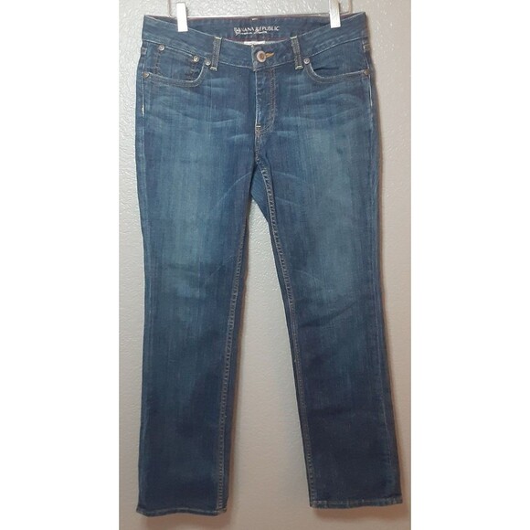 Banana Republic Premium Denim 8P Mid-Rise Straight Jeans 30W Blue - Picture 2 of 3
